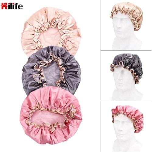 Reusable Waterproof Shower Cap Bathing Hair Cover Lovely Thick Women Shower Caps Elastic Bath Hat