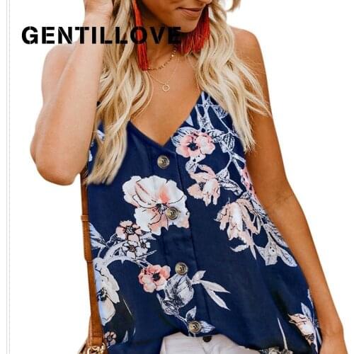 Fashion Women V-neck Vest Button Shirt Blouse Casual Loose Tank Tops Plus Size Female T-Shirt Summer Sleeveless Top Women 2019