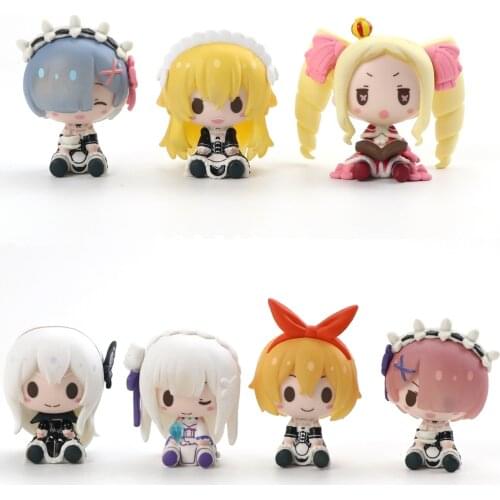 7pcs/set Cartoon Anime Re:Life In A Different World From Zero Rem Action FigureToy PVC Collection Model For Christmas Kids Gift