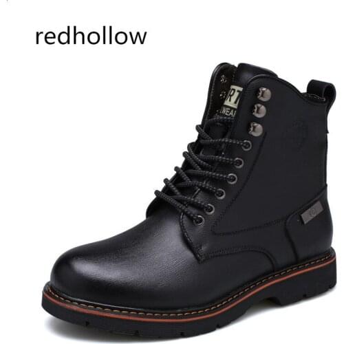 Men Shoes Fashion Martin Boots Warm Fur Winter Men Boots Genuine Leather Snow Ankle Boots for Man Footwear New Casual Shoes Men