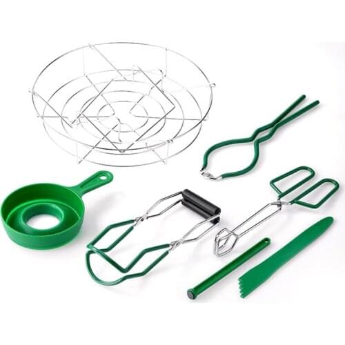 7 in 1 Canning Kit Include Steamer Rack,Canning Funnel,Jar Lifter,Wrench, Tongs,Lid Lifter/Bubble Remover Canning Tool