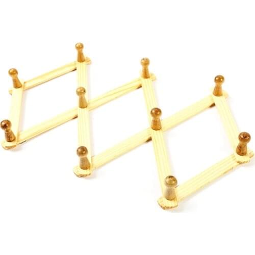 H7JB Rustic Style Wall-Mounted Expandable Wooden Coat Rack Hanger with 10 Pegs Hooks Shelf for Hanging Clothes Hat Coffee Mug