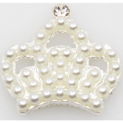 New 10pc alloy Flatback silver Princess Crown pearl Decor wedding Birthday party DIY diamante scrapbooking