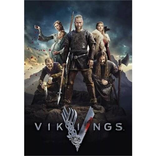 New Arrivals 5D DIY Full Round Diamond Painting Vikings TV Poster 3D Embroidery Cross Stitch Rhinestone Home Decor Gift Y1381