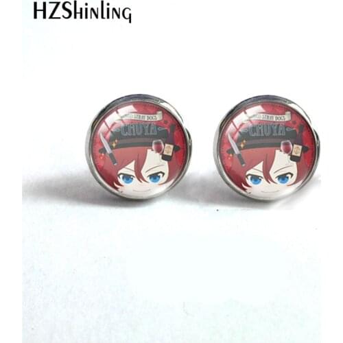 New Bungo Stray Dogs Anime Nakahara Chuya Glass Dome Stud Earrings Anime Ryunosuke Akutagawa Dazai Osamu Puchichoko Earrings