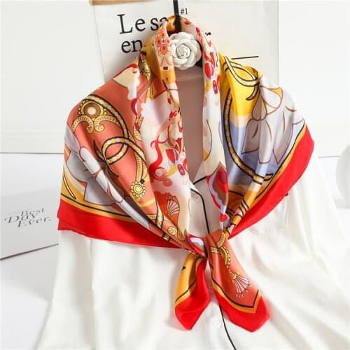 New Design Scarf Print Shawl Neck Wrap Silk Square Hijab Spring Women Bandana Scarves Female Headband Echarpe Neckerchief
