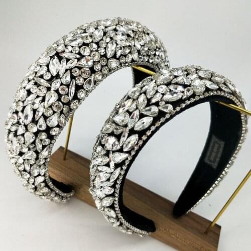 Headbands For Women Retro Floral Rhinestones Headband Lady Pearl Crystal Girl Headband Barlot Style Headpiece Wedding Hair Acces