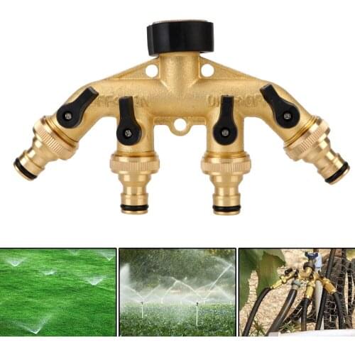 Garden Hose Splitter For Outdoor Tap Faucet Watering Connector Distributor 3/4"Thread 4 Way Tap Hose Connector