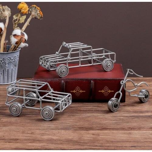 Motorcycle Crafts Nostalgia Compact Good Texture Wrought Iron Car Model Ornament for Household