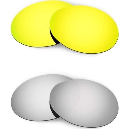 HKUCO For Romeo 1.0 Sunglasses Replacement Polarized Lenses 2 Pairs - Gold & Silver