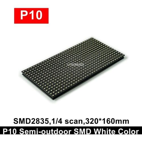 320*160mm P10 Semi-outdoor Single Color White / Red SMD LED Module 32x16 Pixels for Indoor Running Display Sign Board