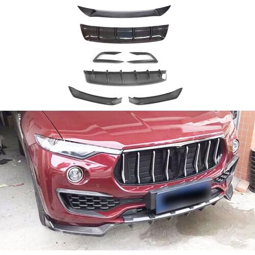 Carbon Fiber Front Bumper Lip Spoiler Splitters Mesh Covers Rear Diffuser Decoration For Maserati Levante Sedan 4 Door 2016-2019