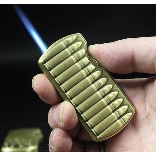 Vintage Bronze Relief Lighter Metal Jet Torch Turbo Butane Gas Lighter Inflatable Cigarette Cigar Pipe Lighter Windproof Outdoor