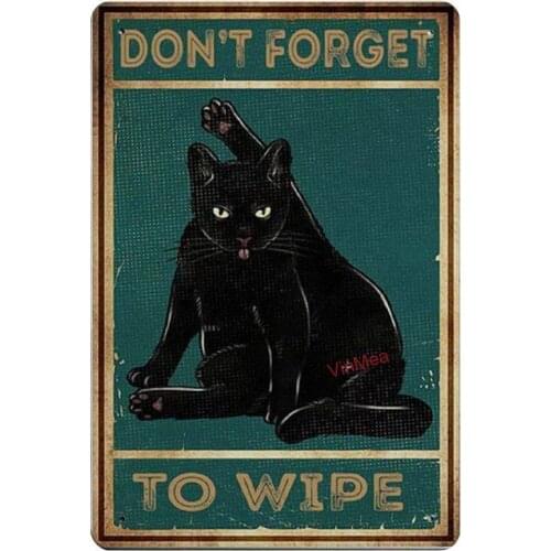 Vintage metal poster with text in English "don't forget to wipe to wipe poster vintage looking reproduction metal sign 12" x 18"