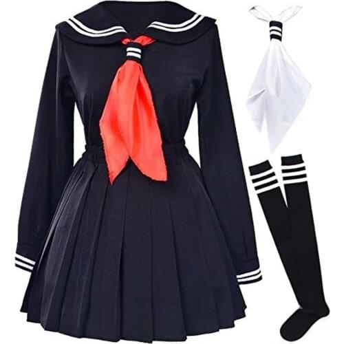 Japanese school uniform girls school class navy sailor school uniforms Hell Girl Enma ai Anime Cosplay girls suit with Socks