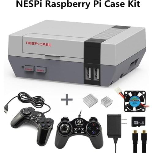 Raspberry Pi Protection Case 7 In 1 NESPi for Raspberry Pi 3B+ DIY Kit Gaming Controller Cooling Fan Heat Sinks 16GB Card Cable