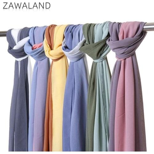 Zawaland Fashion Women Shawl Scarves Elegance Colored Chiffon Neckerchief Malaysia Sun Protection Travel Decorations Wraps Gifts