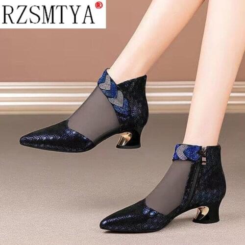 2021 New Ankle Boots Womens Shoes Leather Boots Embroidery Ethnic Bohemia Zipper Spring Autumn Ladies Botas Botas De Mujer