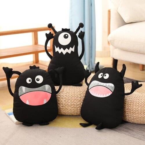 1pc 35CM Kawaii Ugly Monster Plush Pillow Stuffed Soft Plushie Funny Big Eyed Devil Anime Doll Toys For Kids Boys Christmas Gift