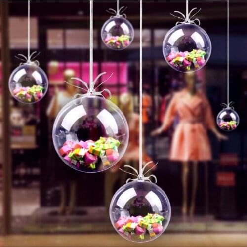 10 Pcs Christmas Tress Decorations Ball Transparent Open Plastic Clear Bauble Ornament Gift Present Box Decoration New Year