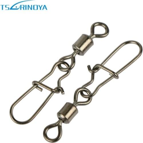 TSURINOYA 20Pcs 7# 10# Rolling Swivels Ring Connector Pin Stainless Steel Snap Fishing Hook Connector Pesca Acesorios