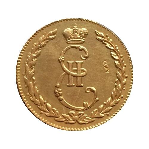 24 - K gold plated Russian coins 1765 copy 22 mm Free shipping