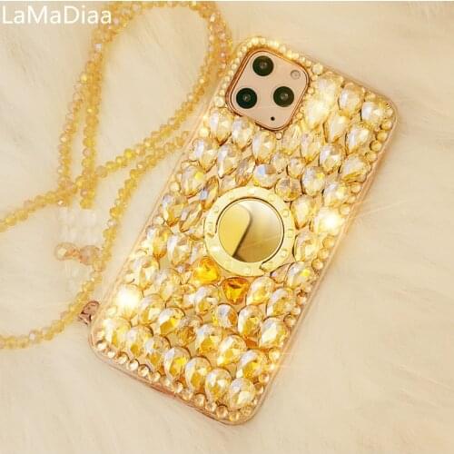 Luxury Glitter Bling Diamond Rhinestone Finger Ring Bracket Phone Case For SamsungS6 S7 S8 S9 S10 S20 S21 PLUS Note 5 8 9 10 20