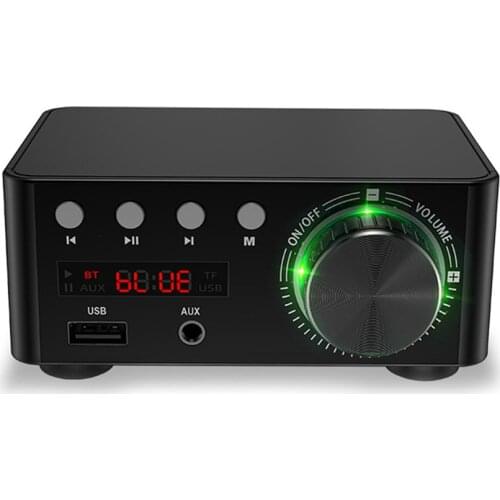 Bluetooth-compatible 5.0 Stereo Amplifier Receiver 2CH Class D Mini HiFi Digital Power Amp for Home Speaker 50W x 2 TPA3116