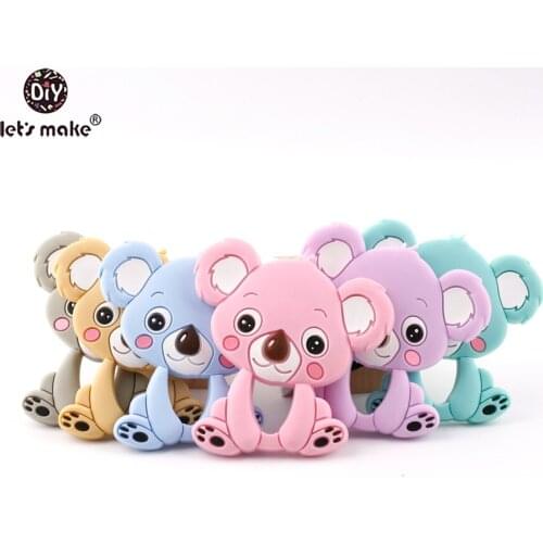 Lets Make Baby Silicone Teething Accessories 2pc Koala BPA Free Can Chew Pram Toy Handmade DIY Nursing Necklace Pendant Teether
