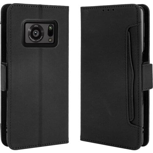 For Sharp Aquos R6 SH-51B Flip Type Phone Case For Sharp Aquos R6 Leather Multi-Card Slot Full Cover Wallet Type Cover