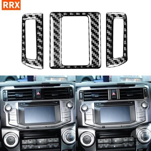 For Toyota 4Runner 2010-2020 3PCS Carbon Fiber Black Color Stickers Center Air Vent Outlet Frame Interiors Car Accessories