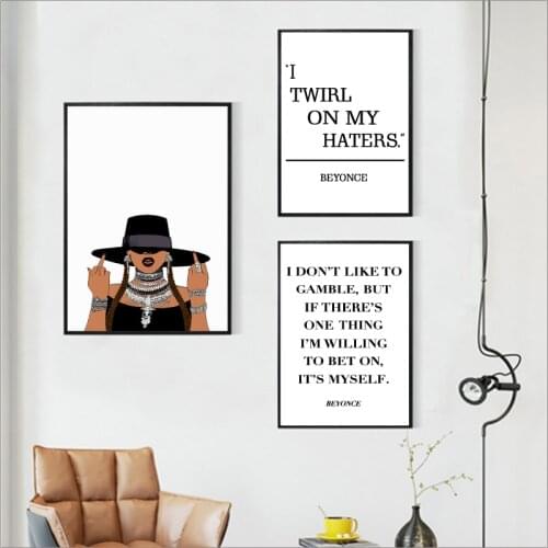 Feminist Lyrics Poster Print Feminism Inspirational Wall Art American female singer Canvas Painting Picture