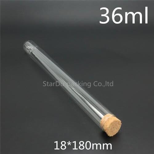 Round bottom tube cork tube 18*180mm high temperature resistant thick glass tube 36ml high-quality 500pcs