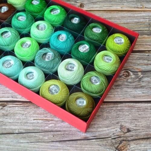 HHL cotton lace line Crochet kintting Tatting /Shuttle thread NO.20 green series 25g/roll 190meters thickness 0.5-0.6mm