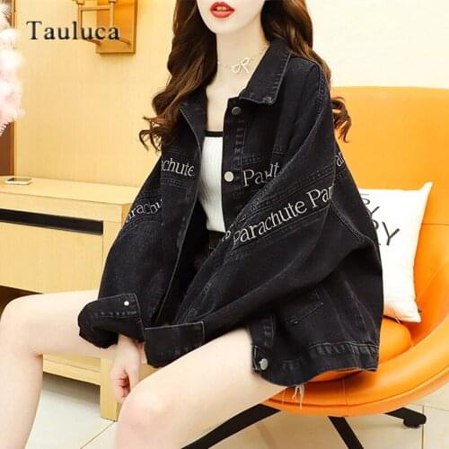 Streetwear Denim Jacket Women Vintage Black Blue Jeans Jacket Coat Long Sleeve Autumn Winter Womens Stylish Outwear Tops Female