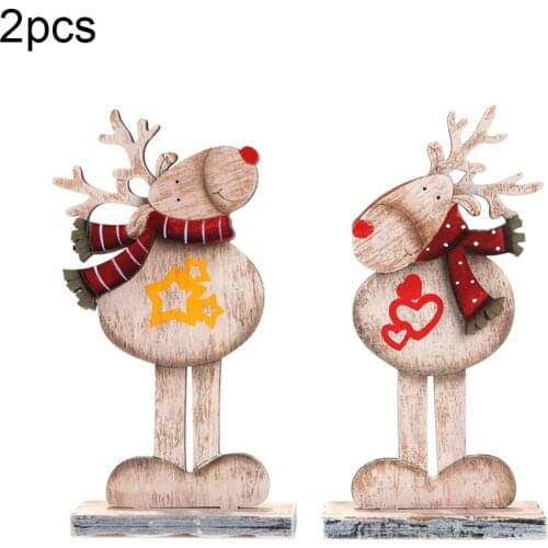 Cute Felt Wooden Elk Christmas Tree Decorations Hanging Pendant Deer Craft Ornament Christmas Decorations For Xmas Tree Decor