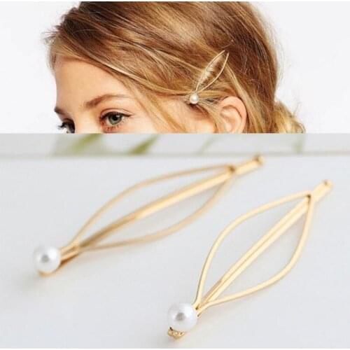 2pcs Fashion Gold Metal Hair Clips Women Hairpins Barrettes Girls Headbands Lady Headwear Hair Styling Accessories Tool