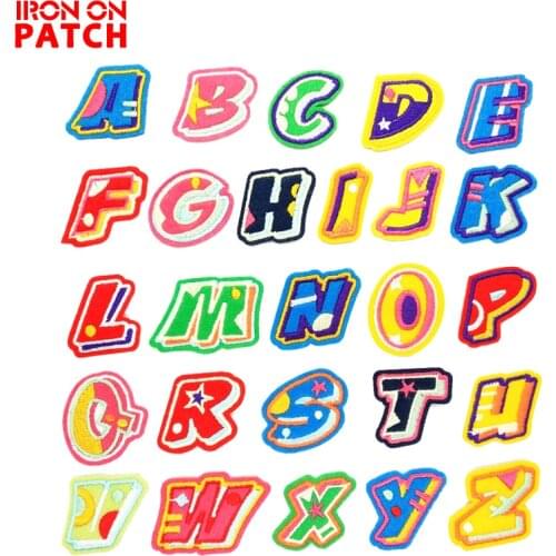 English Alphabet Letter Mixed Embroidered Iron On Patch For Clothing Badge Paste For Clothes Bag Pant Sewing