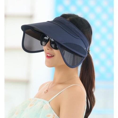 2018 New Retractable Visor Female Summer Sun Empty Top Hat Riding Outdoor Sports Cap UV Sun Hat Woman Beach Hat Fishing Cap