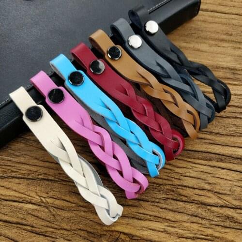 New Style Genuine Leather Auto Car Keychain Creative Knitted Shaperope Cow Leather Keychain Car Automobile Car Accessories K2