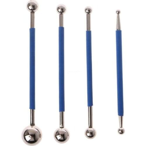 OOTDTY 4PCS/SET Dual Stainless Steel Pressed Ball Tile Grout Glue Gaps Repairing Stick Porcelain Floor Grouting Scraping Tools