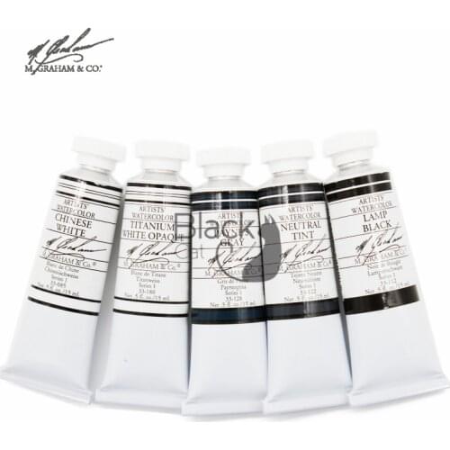 Original imported M.GRAHAM artist acuarelas 15ml black / white series paint school supplies