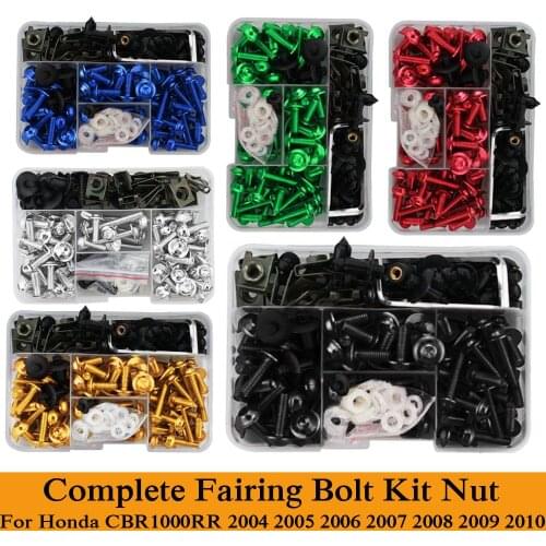Fit For Honda CBR1000RR 2004 2005 2006 2007 2008 2009 2010 2011 CNC Alloy Complete Fairing Bolts Kit Nut Bodywork Screws Clip