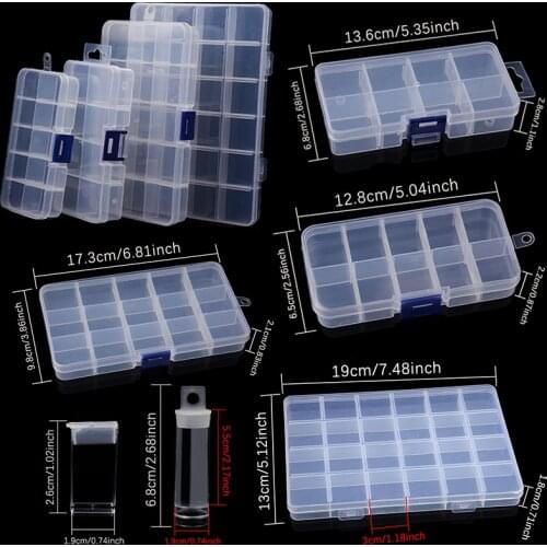 Transparent Plastic Storage Jewelry Box Compartment Adjustable Container For Beads Earring Box For Jewelry Rectangle Box Case