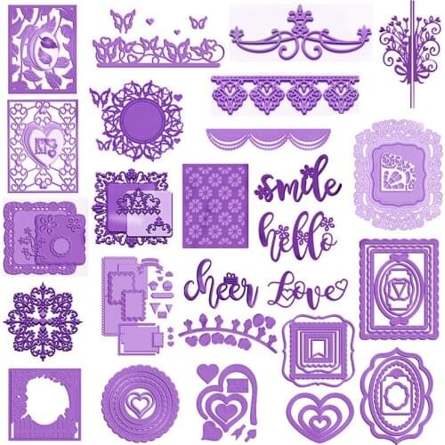 Rectangle Square Circle Oval Heart Frame Butterfly Border Cutting Dies for DIY Scrapbooking Valentines Cards Crafts New 2020