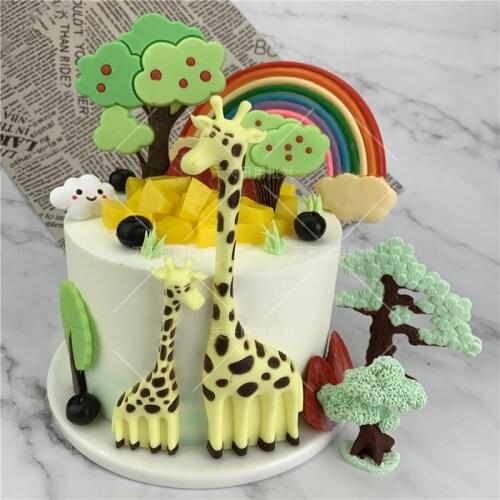 Rainbow mini cloud giraffe silicone mold small tree grass pine chocolate turn sugar cake mold gypsum tool