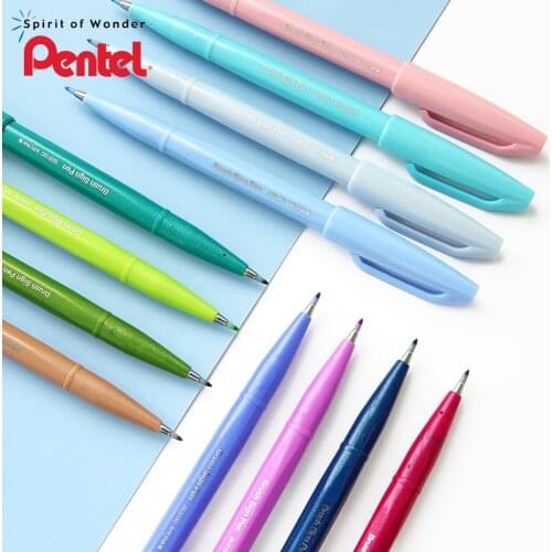 Pentel SES15C Color Soft Tip Pen Brush Hand Account TOUCH Greeting Card Flower Body Hand-painted Soft Pen Quick-drying Fiber Nib