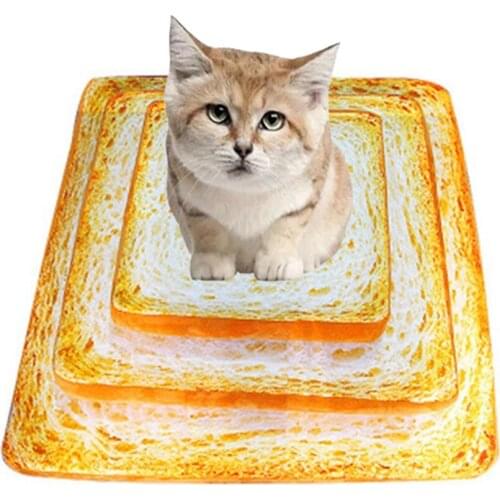 Removable Cat Bed House Toast Bread Dog Pet Soft Plat Kennel Small Dogs Detachable Rug Cushion Sponge Sleep Mat Rest Pad