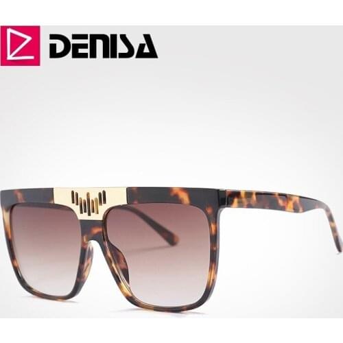 DENISA Leopard Grain Frame Women Sunglasses Oversized Square Sunglasses Men 2019 UV400 Protection Driving Sun Glasses G2019