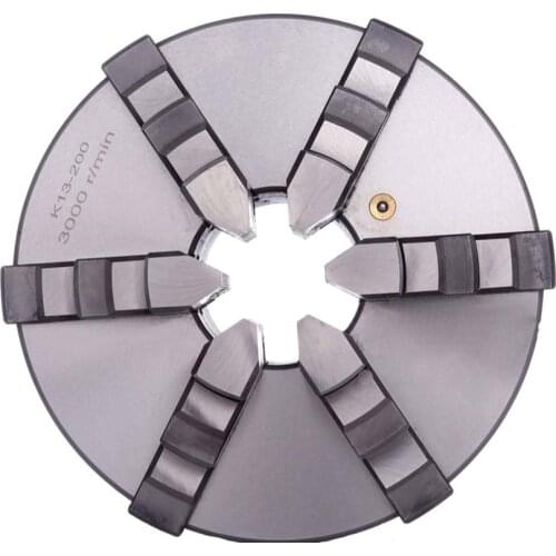 6Jaw Lathe Chuck 200mm Self-centering 8'' Chuck K13-200 Plain Back Hardened Steel for CNC Milling Lathe Machine